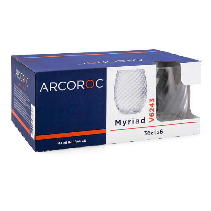 Caja 6 Vasos Altos Vidrio Myriad Arcoroc 36 cL