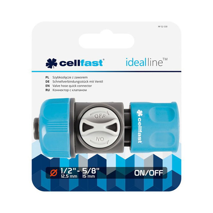 Cellfast Conector rápido de manguera con válvula Cellpro 6 bar, ½ pulg - 5/8 pulg Cellfast Conector rápido de manguera con válvula Cellpro 6 bar, ½ pulg - 5/8 pulg