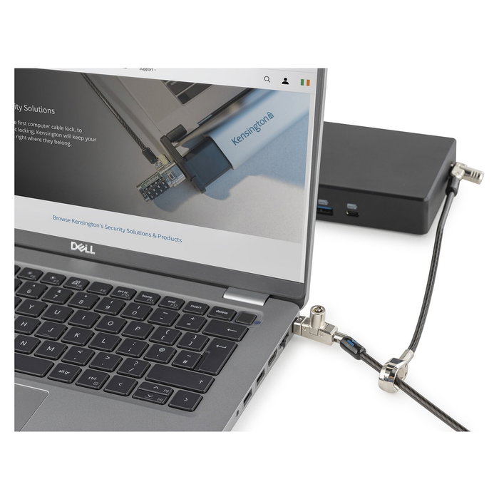 Kensington Candado Fino con Llave N17 2.0 para Portátil, Doble Cabezal, Ranura tipo Wedge, Negro/Plata