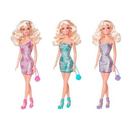Barbie Glamour con mini vestido brillante
