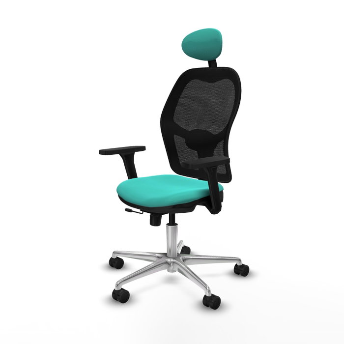 PIQUERAS Y CRESPO Silla de oficina Jorquera con mecanismo Sincro/Traslack, Turquesa y Negro