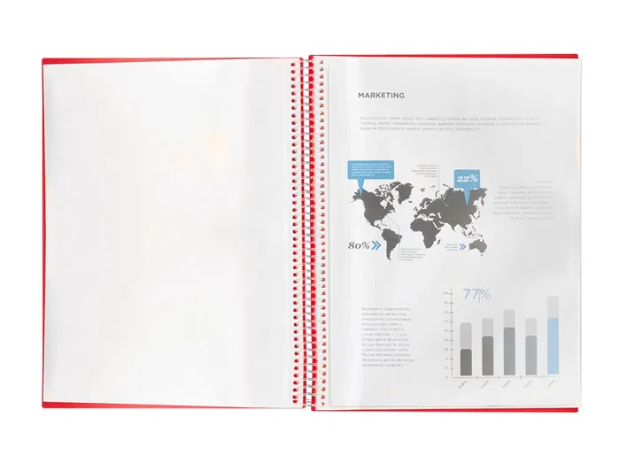 Liderpapel Carpeta Escaparate con Espiral, 30 Fundas, Polipropileno, DIN A4, Rojo