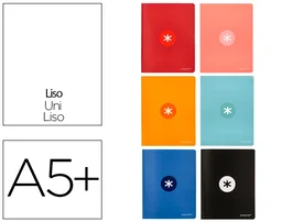Antartik Libreta A5+ Plus cosida 48 hojas 90gr liso con margen colores surtidos