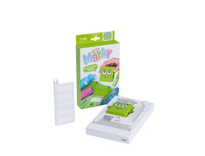Colop Sello Marcador de Ropa Infantil Verde con Tinta, Kit de Etiquetas y Cinta Termoadhesiva