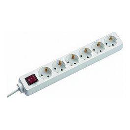 Bachmann SELLY Regleta de enchufes 6x Schutzkontakt con interruptor, blanco, 1,5m