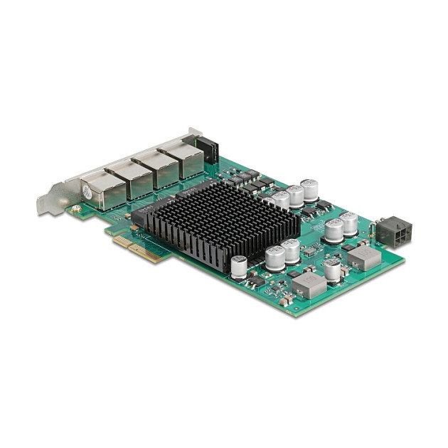 DeLOCK PCI Express x4 Gigabit LAN 4x RJ45 con PoE+ Intel I350, Tarjeta de Red Interna para PC, Windows 10/11