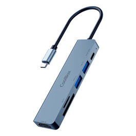 Coolbox miniDOCK C61 Hub Adaptador USB-C con HDMI 4K 30Hz, 2xUSB-A 3.2, USB-C Power Delivery 100W y Ranura SD/microSD, Color Gris