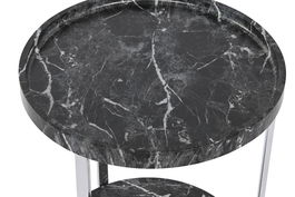 DKD Home Decor Mesita Auxiliar Negro Mármol MDF Acero Inoxidable 40x40x53 cm