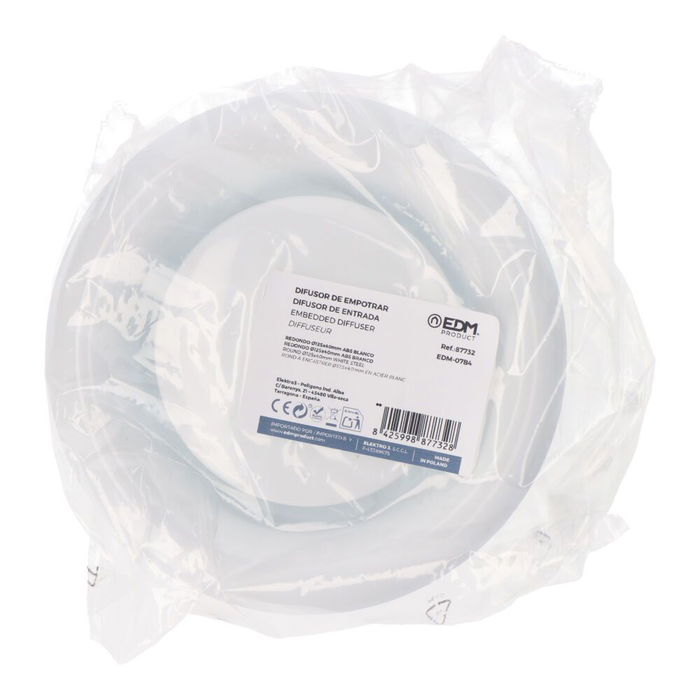 Edm Difusor de empotrar redondo ø125x47mm ABS blanco