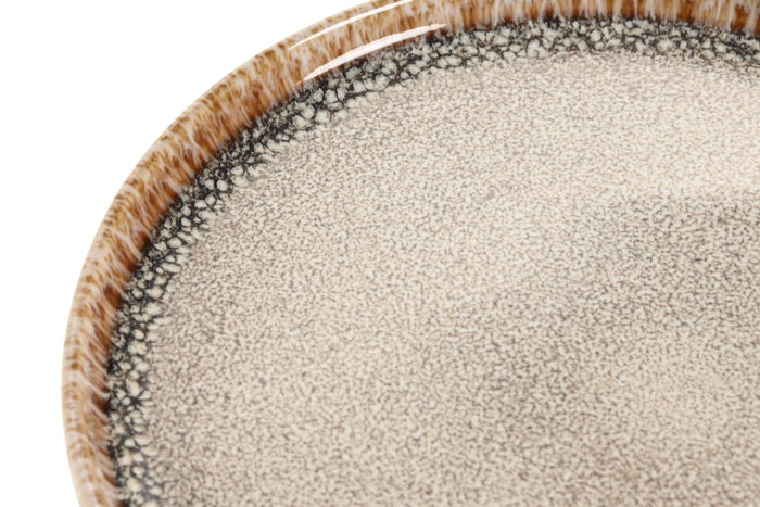 DKD Home Decor Plato de Postre de Gres Esmaltado Beige 20x20x2 cm