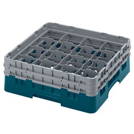 CAMBRO - 16S434-414 - Cesta de lavado 16 comp. 2 alturas - 10,9 cm Ø máx. - alt. máx. 13,5 cm - 50 x 50 x 18,4 cm - Cerceta