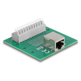 DeLOCK 67012 Adaptador RJ50 hembra a bloque de terminales con pulsador para carril DIN