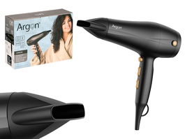 Argon Secador de Pelo Negro Mate Dorado 2400W, Con Difusor, Dimensiones 26.5x27x8.5 cm, 1.8m Cable, 50-60Hz, Enchufe VDE (Set de 6)
