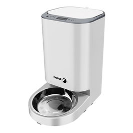 Fagor Comedero Automático para Perros/Gatos, Dispensador de Comida Programable con Bandeja de Acero Inoxidable, Capacidad 4L/2kg