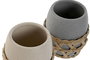 DKD Home Decor Portacepillos de Dolomite y Fibra, Pack de 2 Surtidos
