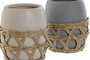 DKD Home Decor Portacepillos de Dolomite y Fibra, Pack de 2 Surtidos