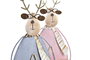 DKD Home Decor Figura Navidad Reno Rosa Gris Metal 6 x 22.5 x 8 cm (6 Unidades)