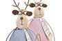 DKD Home Decor Figura Navidad Reno Rosa Gris Metal 6 x 22.5 x 8 cm (6 Unidades)