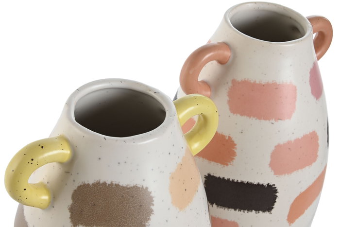 DKD Home Decor Jarrón Pincelada Dolomite Multicolor Pack de 2
