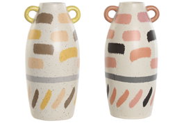 DKD Home Decor Jarrón Pincelada Dolomite Multicolor Pack de 2