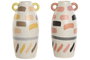 DKD Home Decor Jarrón Pincelada Dolomite Multicolor Pack de 2