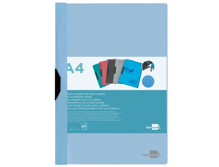 Liderpapel Carpeta Dossier con Pinza Lateral Celeste para 30 Hojas DIN A4