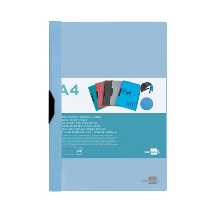 Liderpapel Carpeta Dossier Celeste con Pinza Lateral y 30 Hojas
