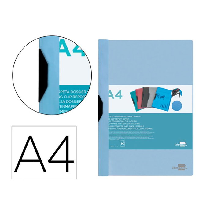Liderpapel Carpeta Dossier Celeste con Pinza Lateral y 30 Hojas