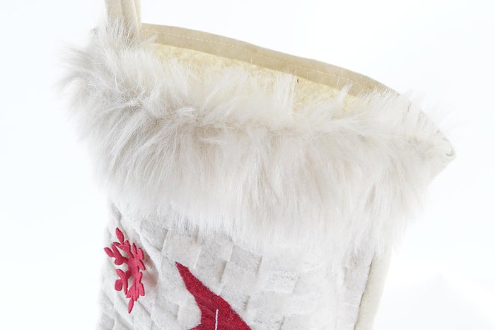 DKD Home Decor Calcetín Navidad Tradicional Poliéster Blanco Rojo 1 x 50 x 25 cm (6 Unidades)