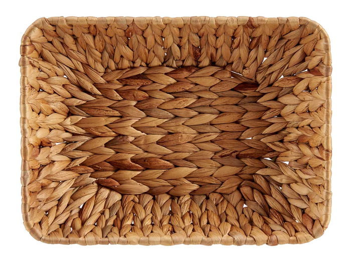 Giftdecor Centro de Mesa Rectangular de Paja sin Asa, Jacinto Acuático y Metal, Marrón, 30x22x9 cm (Set de 12)