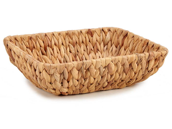 Giftdecor Centro de Mesa Rectangular de Paja sin Asa, Jacinto Acuático y Metal, Marrón, 30x22x9 cm (Set de 12)