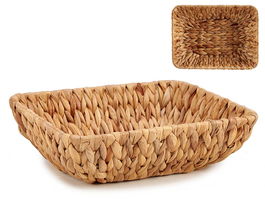 Giftdecor Centro de Mesa Rectangular de Paja sin Asa, Jacinto Acuático y Metal, Marrón, 30x22x9 cm (Set de 12)