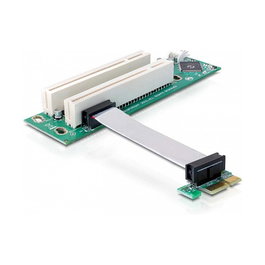 DeLOCK Adaptador PCI Express x1 a 2 PCI con Cable Flexible 9 cm - Riser Card - Verde y Blanco - Referencia: PCI-E/2x PCI