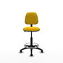 Taburete Isso con mecanismo Contacto permanente básico tapizada con Tela color Amarillo. Equipado con Base poliamida negra, Sin brazos y Ruedas de nailon 50 mm