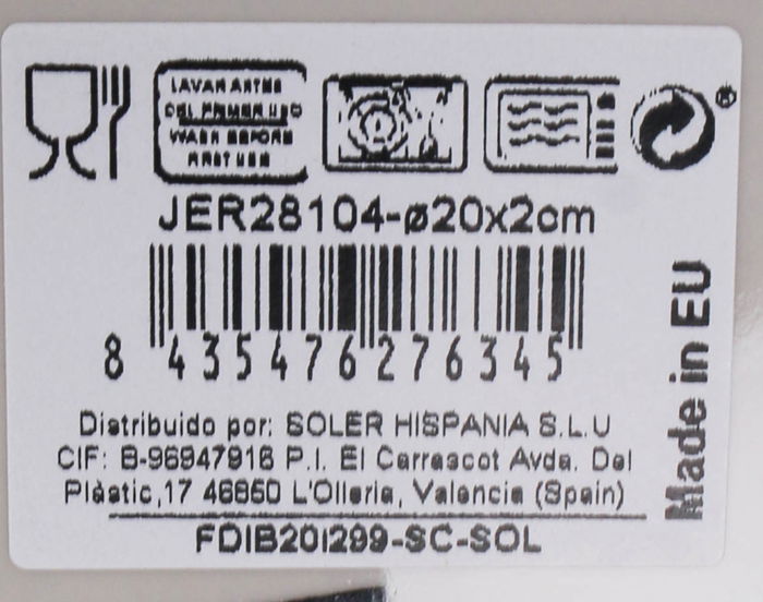 La Mediterranea Plato Postre Jerica 20 cm Iberica Brillo (12 Unidades)