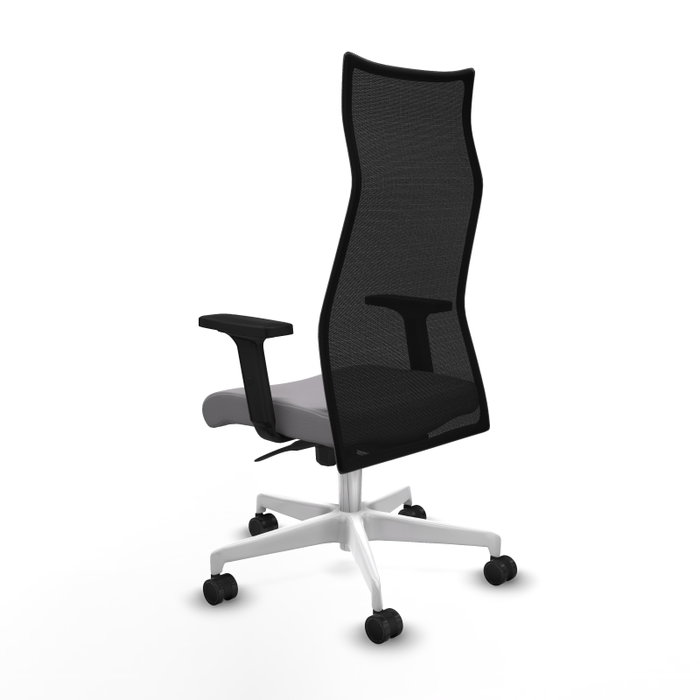 PIQUERAS Y CRESPO Sillón Albacete Gris y Negro con Mecanismo Sincro y Base Blanca