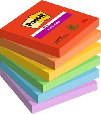 Post-it Super Sticky Playful Colores Pack de 6 Unidades