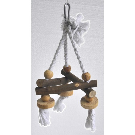Nayeco Natural Swing Columpio para Aves de Madera y Cuerda 27x27x27 cm