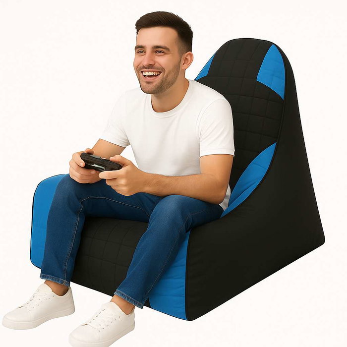 Atelier Del Sofa Silla De Frijoles XXL Gamer - Azul y Negro, 85x35x80 cm