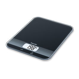 Beurer KS-19 Balanza de Cocina Negra con Pantalla LCD, Capacidad 5 kg, Vidrio Ultra Plano