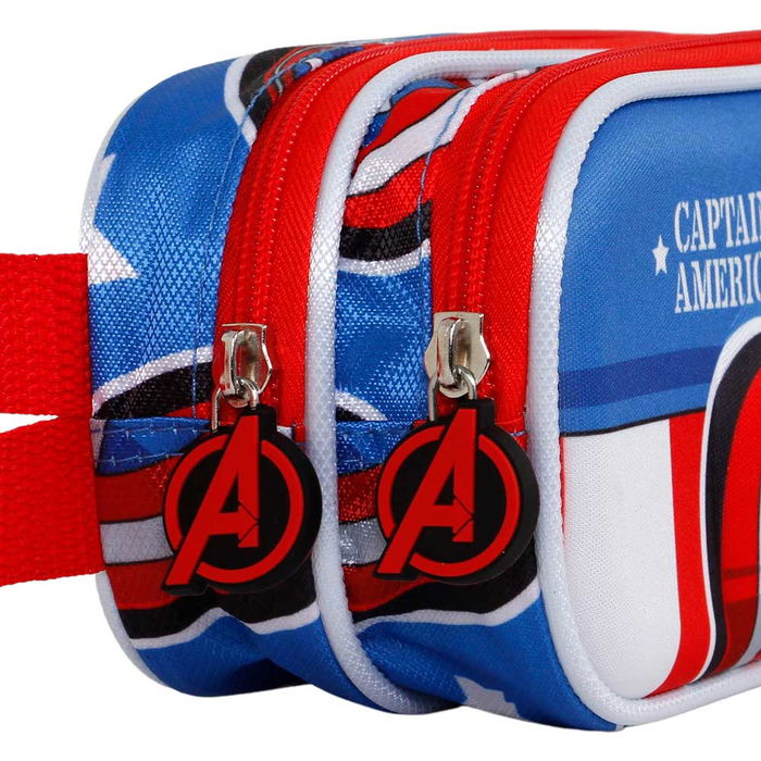 Estuche Portatodo 3D Doble Let's go Marvel Capitán América Azul