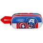 Estuche Portatodo 3D Doble Let's go Marvel Capitán América Azul
