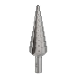 Bluemaster Broca escalonada HSS 9 escalones canal recto Ø4-20 mm mango 8 mm triple plano amarre