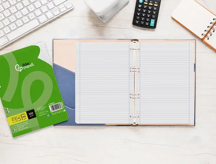 Liderpapel Recambio A5 100 Hojas 100gr Horizontal Doble Margen 6 Taladros