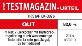 Tristar EK-3076 Cocedor de Huevos Eléctrico para 7 Huevos, Acero Inoxidable Negro, Apagado Automático y Alarma, Incluye Vaso Medidor con Perforador