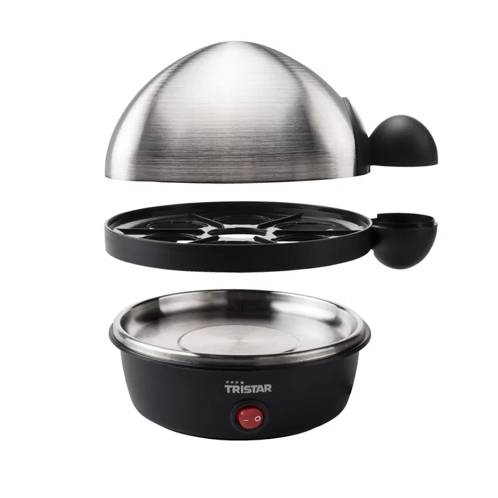 Tristar EK-3076 Cocedor de huevos para 7 huevos, Negro y Acero inoxidable