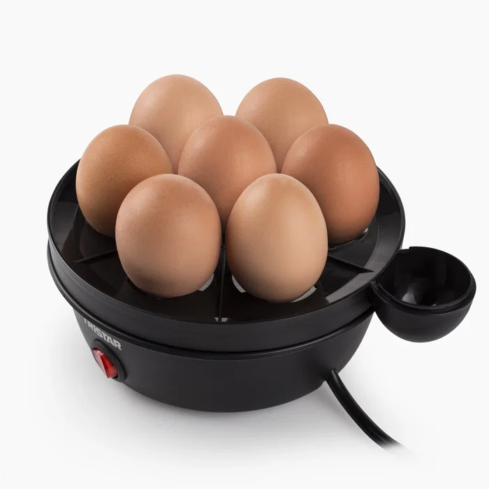 Tristar EK-3076 Cocedor de huevos para 7 huevos, Negro y Acero inoxidable