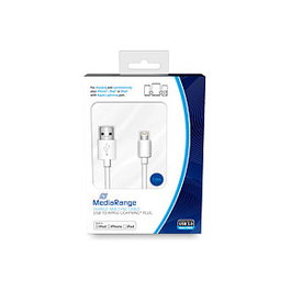 MEDIARANGE MRCS178 Cable Lightning a USB A Macho 1 m Blanco, Certificación MFi, Transferencia datos 480 Mbit/s
