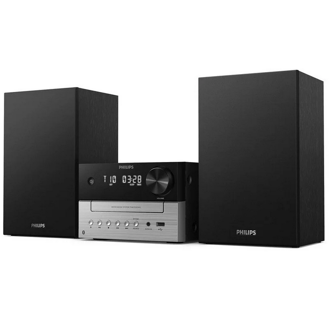 Philips Microcadena TAM3205M2/12 con CD, Bluetooth 5.4, USB, FM, 20W de Potencia, Control Remoto Incluido, Altavoces Bass Reflex (3")