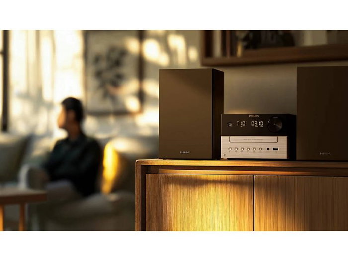 Philips TAM3205M2 Microcadena con Bluetooth y USB, Negro/Plata